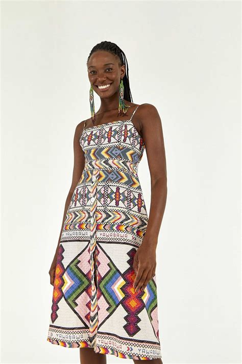 Stay on Trend with the Farm Rio Amulet Knee Length Dress and its Vibrant Colors